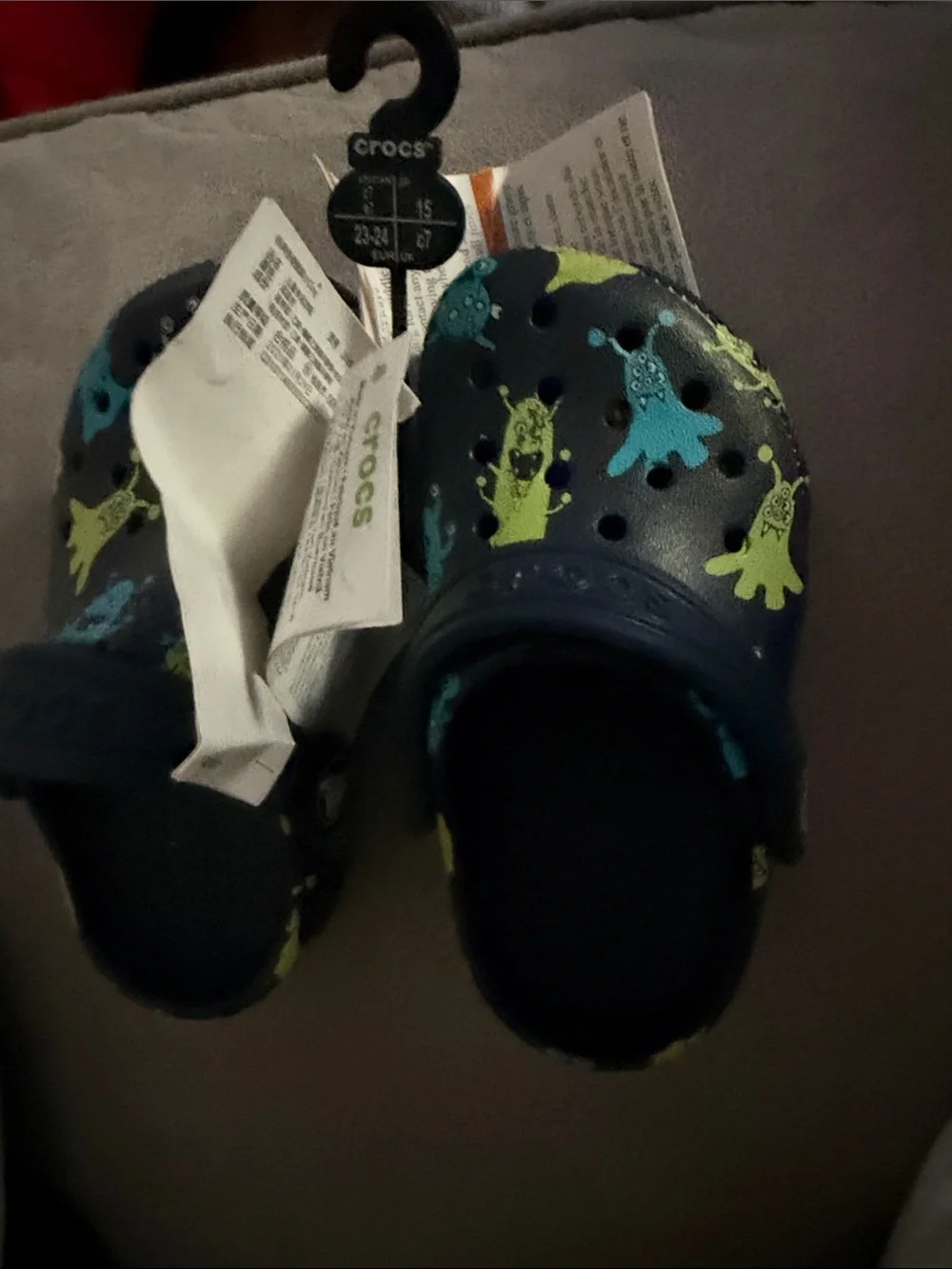 CROCS Navy Blue Kids Monster Print Water Clogs